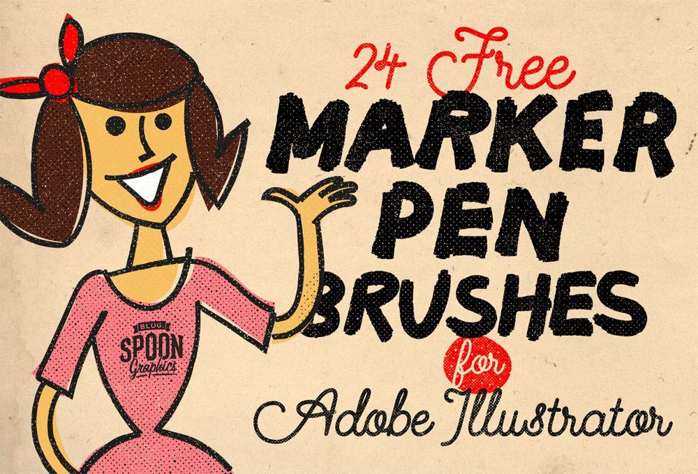 Pack of 24 Marker Pen Illustrator Brushes