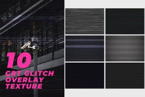 10 CRT Glitch Photo Effect Overlay