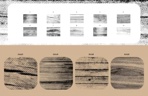 10 Halftone Wood Texture Brushes