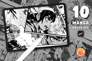 10 Manga Comic Procreate Brush Set