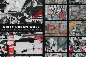 18 Dirty Urban Wall Torn Poster Textures