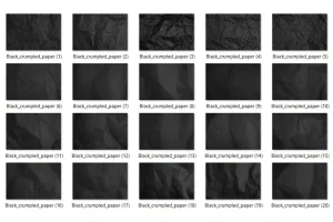 20 Black Crumpled Paper Texture