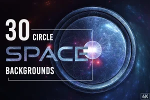 30 Abstract Circle Space Backgrounds – Vol. 1
