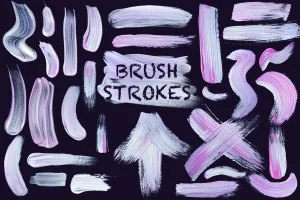 30 Pink Glaze Acrylic Paint Brush Stroke Overlays