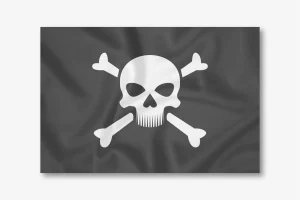 3d illustration of the pirate flag waving texture
