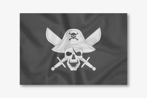3d illustration of the pirate flag waving texture