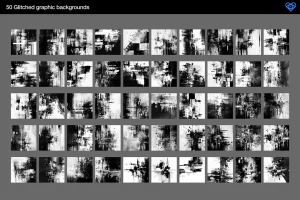 50 Glitched Black and White Textures