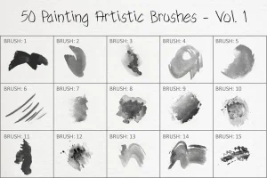 50 Painting Artistic Brushes – Vol. 1