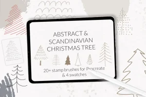 Abstract scandinavian Christmas tree stamps