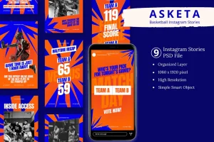 Asketa – Basketball Match Instagram Story & Canva