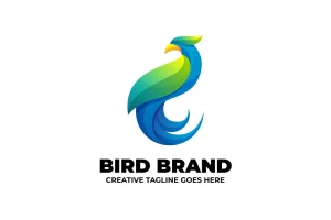 Beautiful Bird with Long Feather Animal Logo