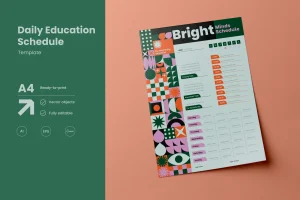 Canva A4 Colorful Daily Planner Vector Template
