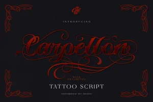 Carpellon Tattoo Script with Ornament