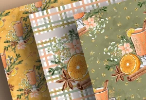 Christmas Orange digital paper pack