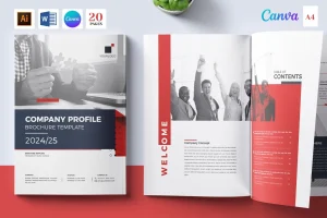 Company Profile Word, Canva Template, Ai | 20 Page