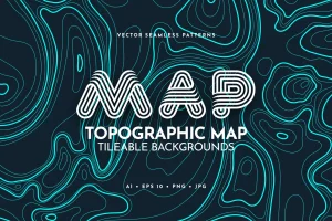 Contour Topographic Map Tileable Backgrounds