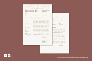 Cream Brown Minimalist Letterhead Stationery | 005