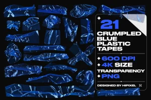 Crumpled Blue Plastic Tape