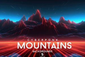 CyberPunk Mountains Retro Backgrounds – Textures
