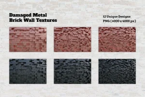 Damaged Metal Brick Wall Textures