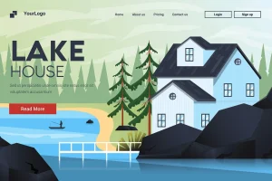 Flat Modern design Illustration of Mountain House