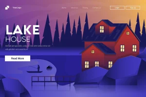 Flat Modern design Illustration of Mountain House