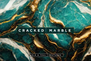 Gold & Teal Cracked Marble Textures