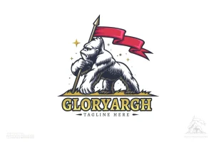 Gorilla Holding Flag Logo Template