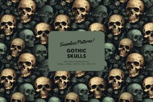 Gothic Skulls Seamless Pattern