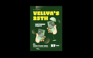 Green Purple Birthday Invitation