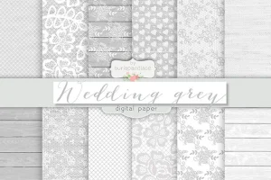 Grey wedding digital paper pack