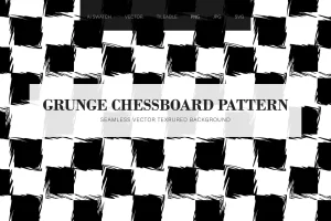 Grunge Black Chessboard Seamless Pattern
