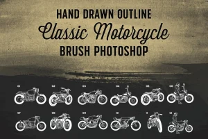 Hand Drawn Outline Classic Motorcycle Brush