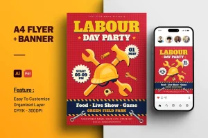 Labour Day Flyer and Instagram Post Template