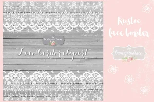 Lace border rustic, grey wood vector