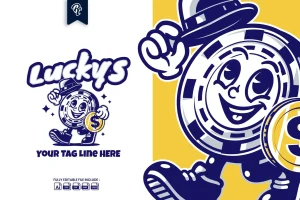 Luckys Coin Funky Cartoon Logo