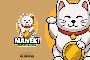 Maneki Neko Coin Mascot Logo