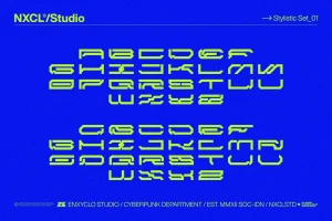 NCL Brayqose Expanded – Cyberpunk Futuristic Font