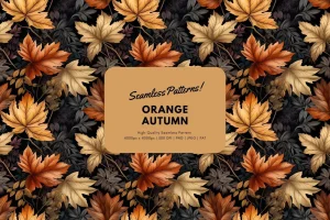 Orange Autumn Leaves Seamless Pattern