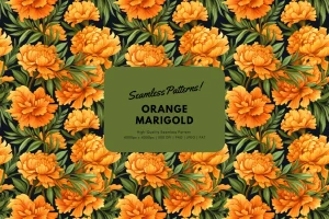 Orange Marigold Floral Pattern Seamless