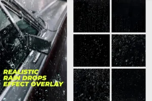 Pack of 15 Realistic Rain Drops Effect Overlays