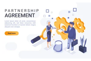 Partnership Isometric Header Flat Concept