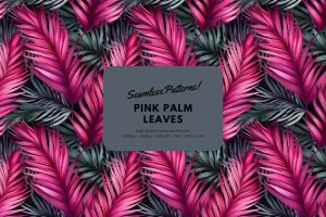 Pink Palm Leaves Seamless Pattern