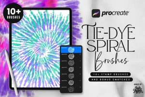 Procreate Tie-Dye Spiral Brushes