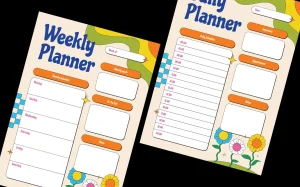 Retro Floral Daily Weekly Planner