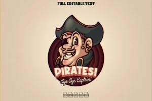 Retro Pirates holding a Flag Mascot Illustration