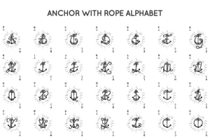 Rope Brush Set with Stylish Anchor ABC