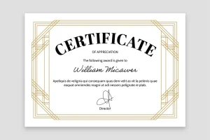 Set of Certificates with Art Deco Frames