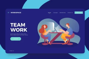 Team Work Vector Landing Illustration