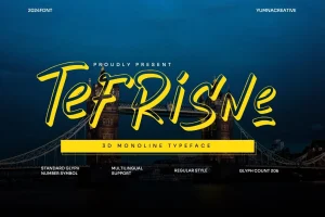 Tefrisne – 3D Monoline Font